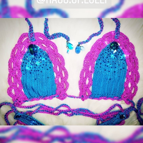 Luxury Handmade Crochet Swarovski Bikini - Picture 1 of 17